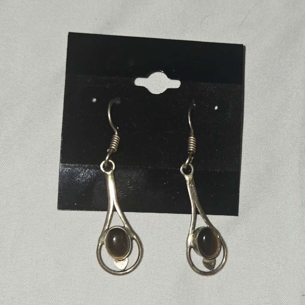 Tigers Eye Sterling Silver Dangle Earrings